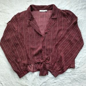 Maroon Front Tie Lightweight Blouse ✨
